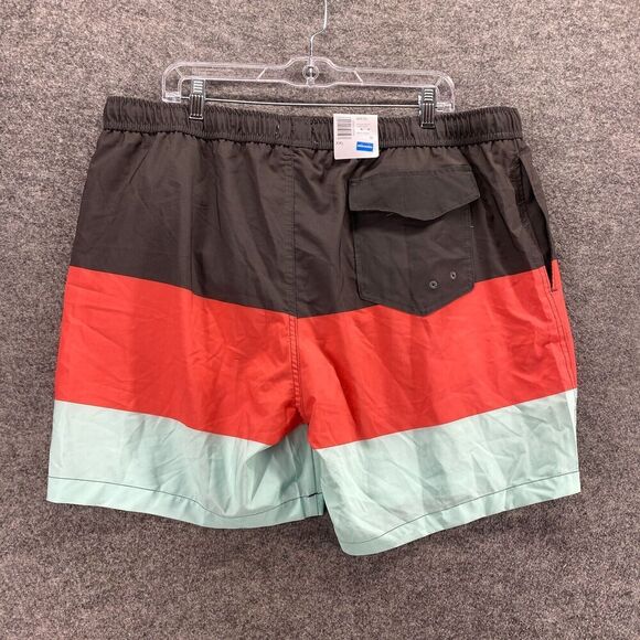 New Ocean & Coast Swim Shorts Men 2XL Gary Striped Drawstring Lined Pockets - Picture 2 of 13